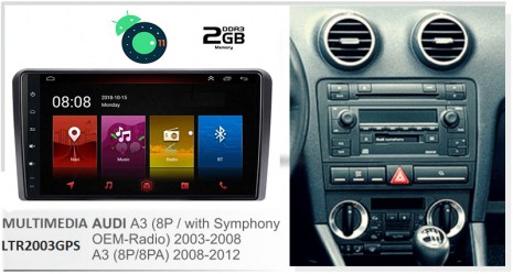 MULTIMEDIA LTR 2003_GPS OEM AUDI A3 2003-2012 ANDROID 10/2GB 9'' * Wifi *GPS * USB * Bluetooth