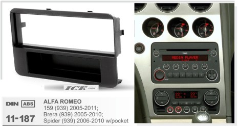 ΠΛΑΙΣΙΟ ΠΡΟΣΘΗΚΗ ΠΡΟΣΟΨΗ ice 1 DIN για R/CD Alfa romeo 159 (939) 2005-2011; Brera (939) 2005-2010; Spider (939) 2006-2010 --53.0