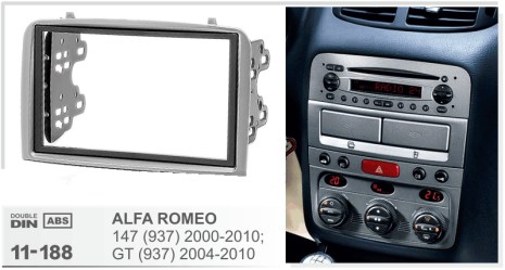 ΠΛΑΙΣΙΟ ΠΡΟΣΘΗΚΗ ΠΡΟΣΟΨΗ ice 2 DIN για οθόνη  Alfa romeo 147 (937) 2000-2010; GT (937) 2004-2010 - 53.076<2Α>