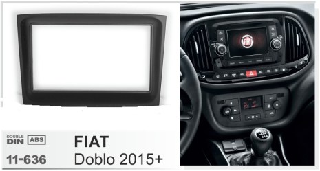 ΠΛΑΙΣΙΟ ΠΡΟΣΘΗΚΗ ΠΡΟΣΟΨΗ 1 & 2 DIN για οθόνη ή R/CD FIAT DOBLO 2015+  2DIN 11-636