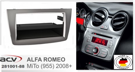 ΠΛΑΙΣΙΟ ΠΡΟΣΘΗΚΗ ΠΡΟΣΟΨΗ ACV  1 & 2 DIN για οθόνη ή R/CD Alfa romeo MiTo (955) 2008-2018  53.187 ασημί gloos  ΘΕΛΕΙ 14.003