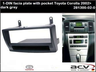 ΠΛΑΙΣΙΟ ΠΡΟΣΘΗΚΗ ΠΡΟΣΟΨΗ ACV 1 DIN για  R/CD Toyota Corolla '02-'05 -53.015 - 03.286   - M-40.139  Dark grey