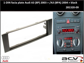 ΠΛΑΙΣΙΟ ΠΡΟΣΘΗΚΗ ΠΡΟΣΟΨΗ ACV Made in Germany 1 DIN για R/CD Audi-A3 '03  8p -  11.007 - 53.023 - M-40.146