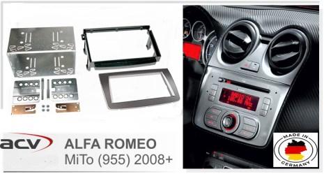 ΠΛΑΙΣΙΟ ΠΡΟΣΘΗΚΗ ΠΡΟΣΟΨΗ kit ACV Made in Germany 2 DIN για οθόνη  Alfa romeo MiTo (955) 2008-2018   ασημί gloos (381001-88)