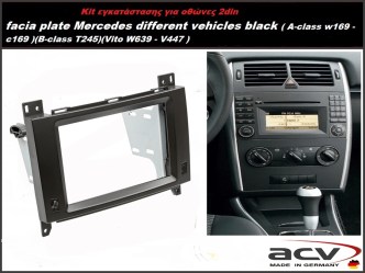 Πρόσοψη Kit εγκατάστασης 2 din Mercedes , A 05>12 - B >11 Vito-Viano 06> Sprinter 06>08 black Vw Crafter ’06>  53.084