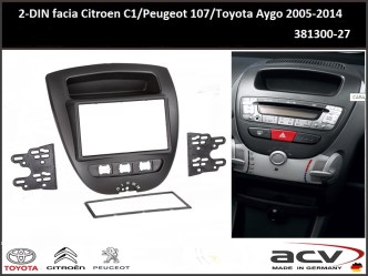 ΠΛΑΙΣΙΟ ΠΡΟΣΘΗΚΗ ΠΡΟΣΟΨΗ ACV Made in Germany  1 & 2 DIN για οθόνη ή R/CD CITROEN C1 - TOYOTA  Aygo - PEUGEOT (107) 2005-2014 11.