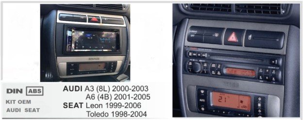 Κίτ μετατροπής 2din Audi A3 8L, A4 B5, A6 – Seat Toledo, Leon ’99> 2DIN