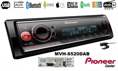 Pioneer MVH-S520DAB ( Τοποθέτηση ) σχεδιασμένο για android & ios ( iphone ) bluetooth, radio dab, usb, aux, 3 ζευγ. RCA ,4Χ50W ,