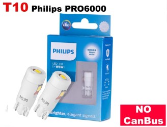 LED T10 PHILIPS LED  Ultinon PRO6000 W5W 12V 0.9W 6000K 2τμχ